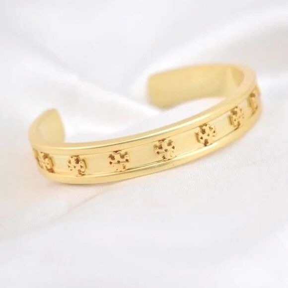 ❤️❤️❤️NWT Tory Burch Gold Logo Raised Cuff Bangle - Picture 4 of 8